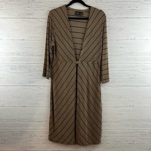 Chico’s Travelers Striped Clip Front Duster Cardigan Size M